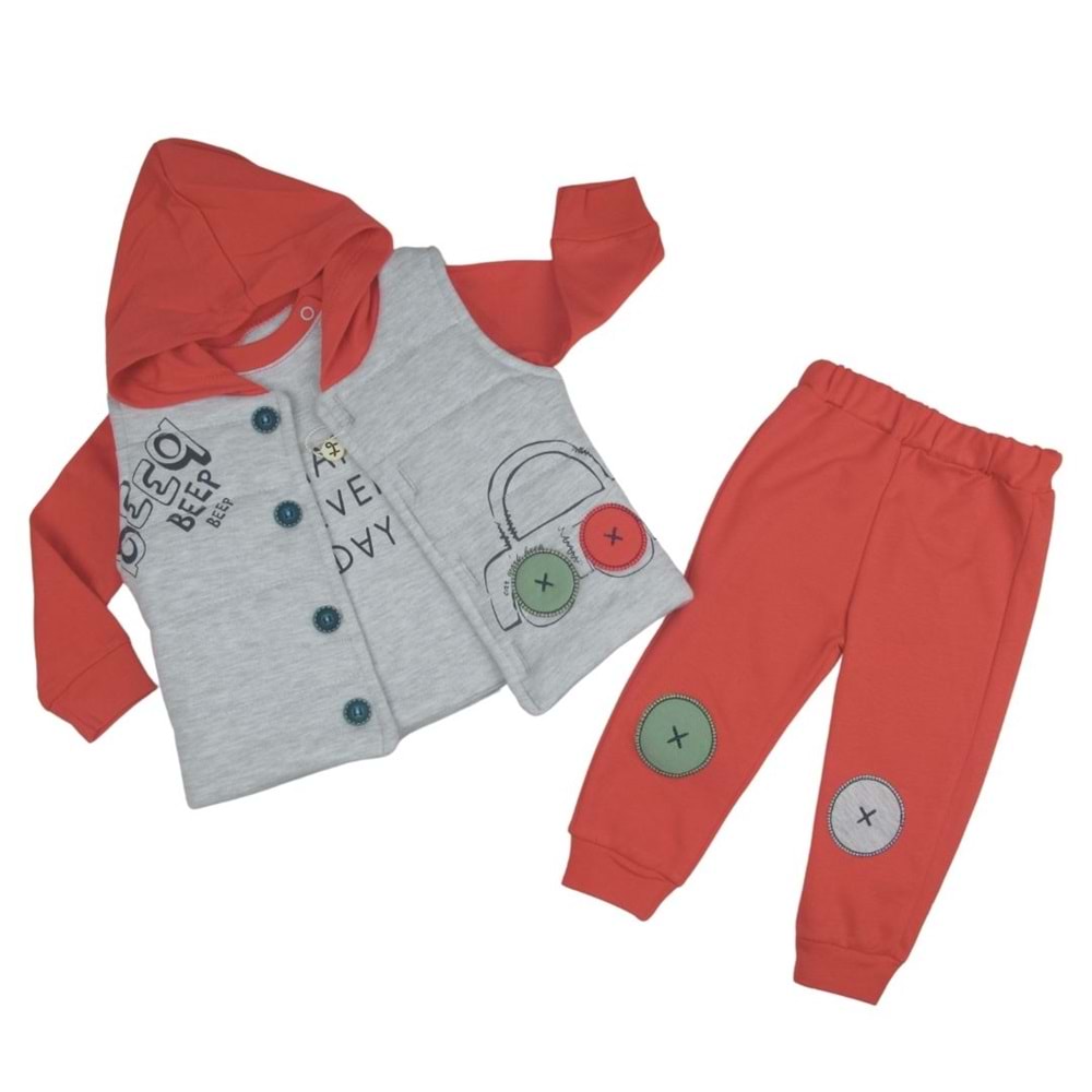 Hippıl Baby Arabalı Erkek Üçlü Takım 3000- 5006 - 9-12 AY