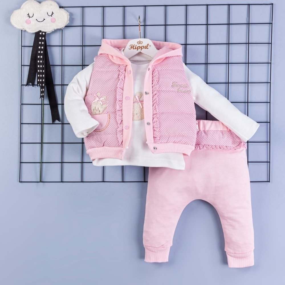 Hippıl Baby 3lü Kız Takım Pembe 0090-2990