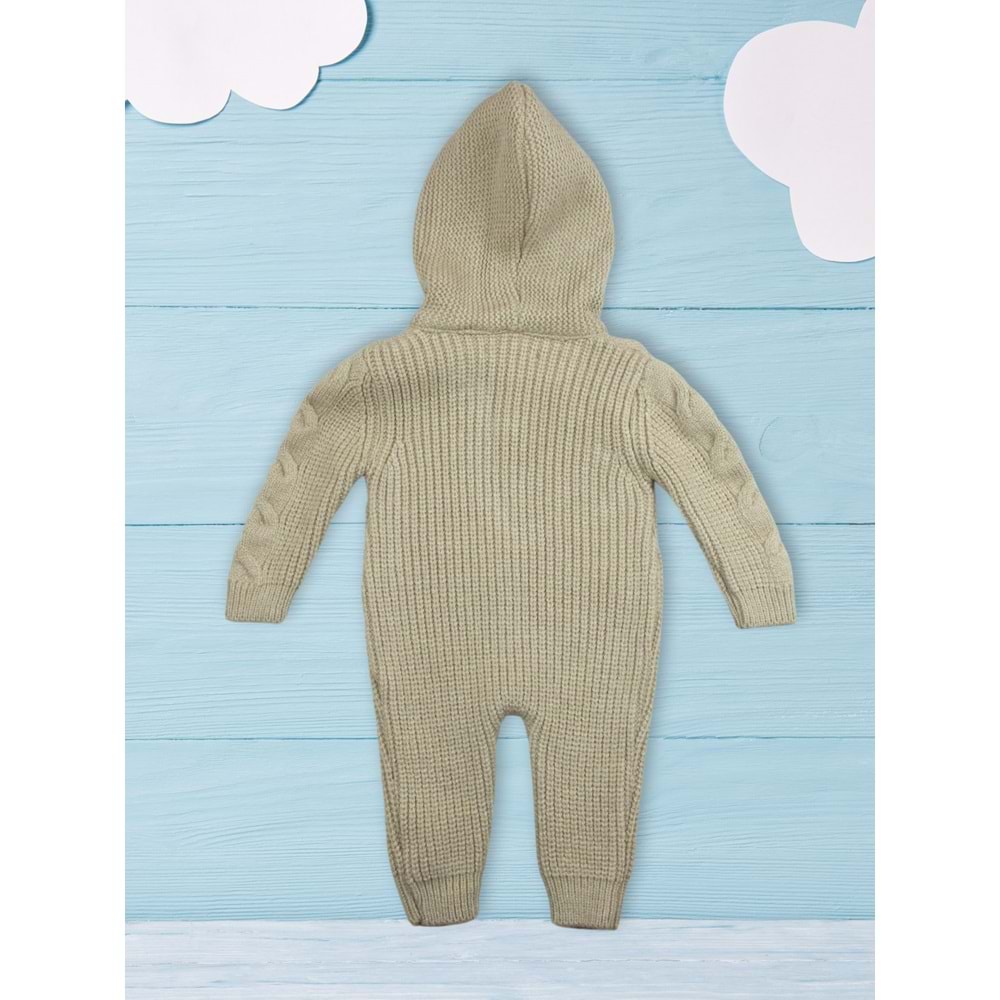 Zeni Kids Welsoft Astarlı Triko Kışlık Bebek Tulum Bej