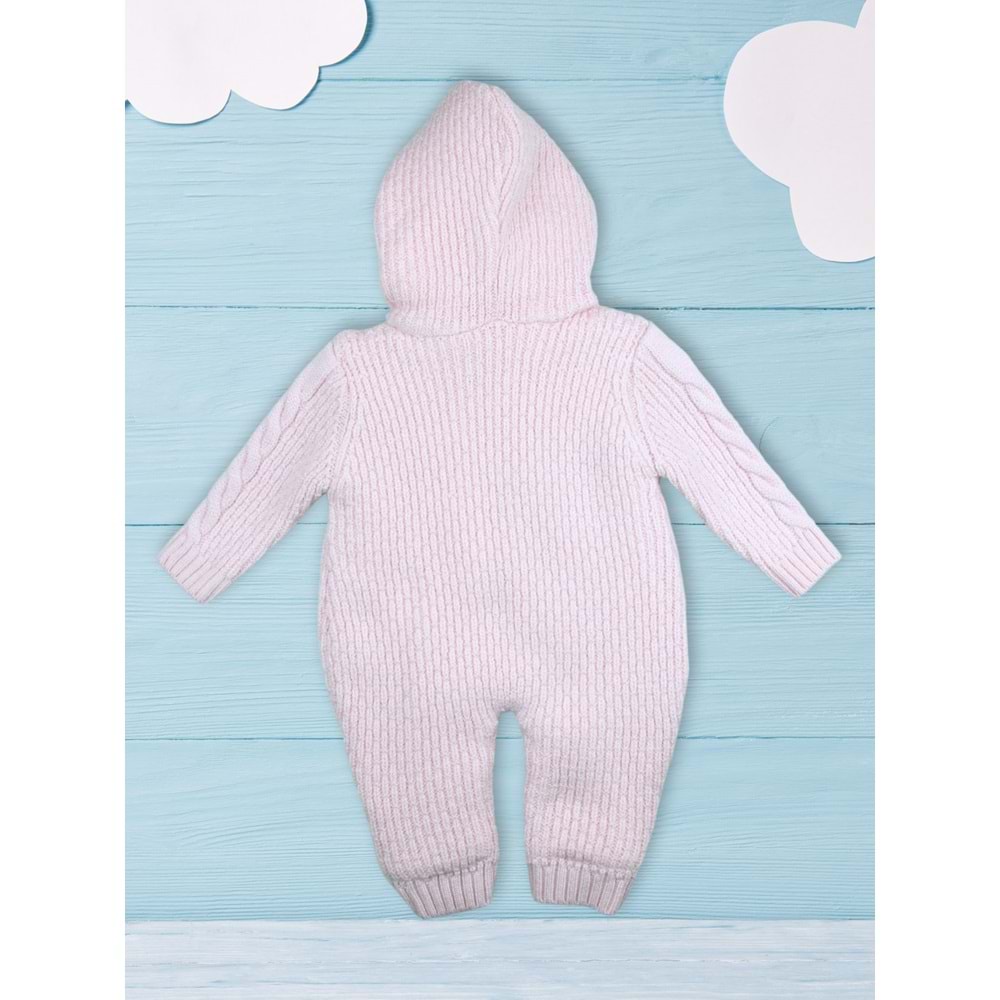 Zeni Kids Welsoft Astarlı Triko Kışlık Bebek Tulum Pembe