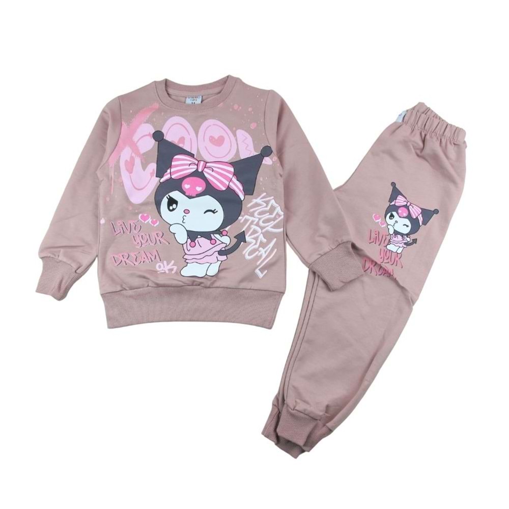 7404-2100 Kuromi 2li Eşofman Takım - GÜL KURUSU