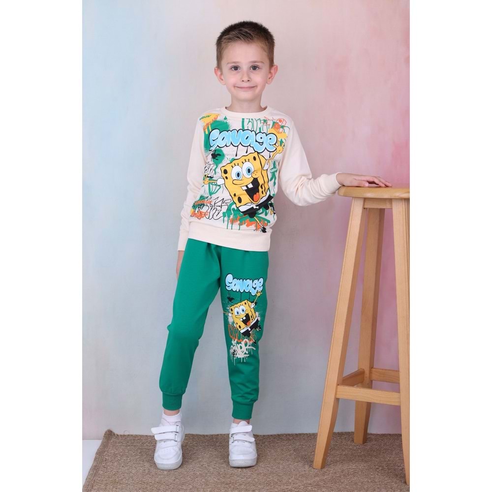 7276-2100 Sünger 2li Eşofman Takım - YEŞİL