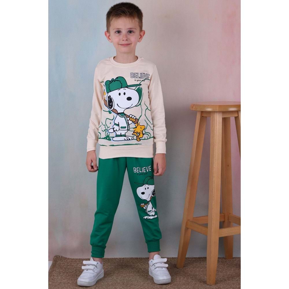 7255-2100 Snopy 2li Eşofman Takım - YEŞİL