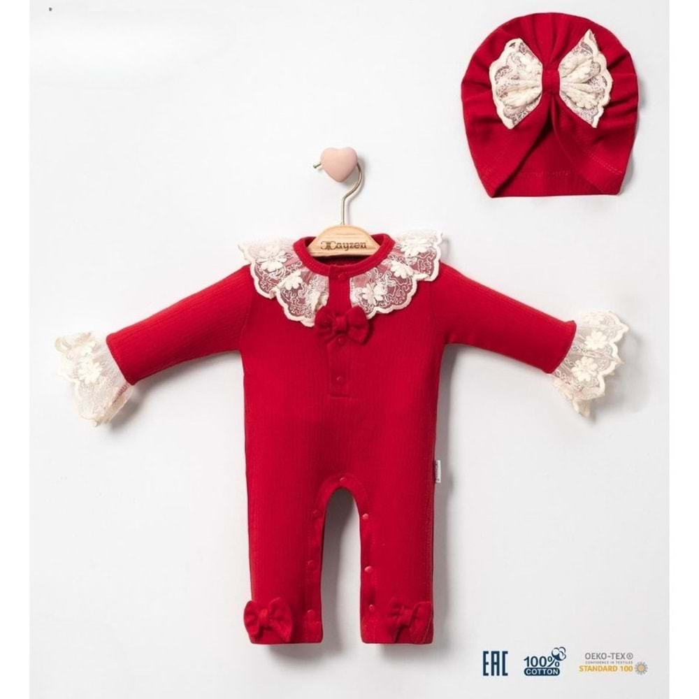 Cayzen Brode İşlemeli Kız Tulum 1057254 - KIRMIZI