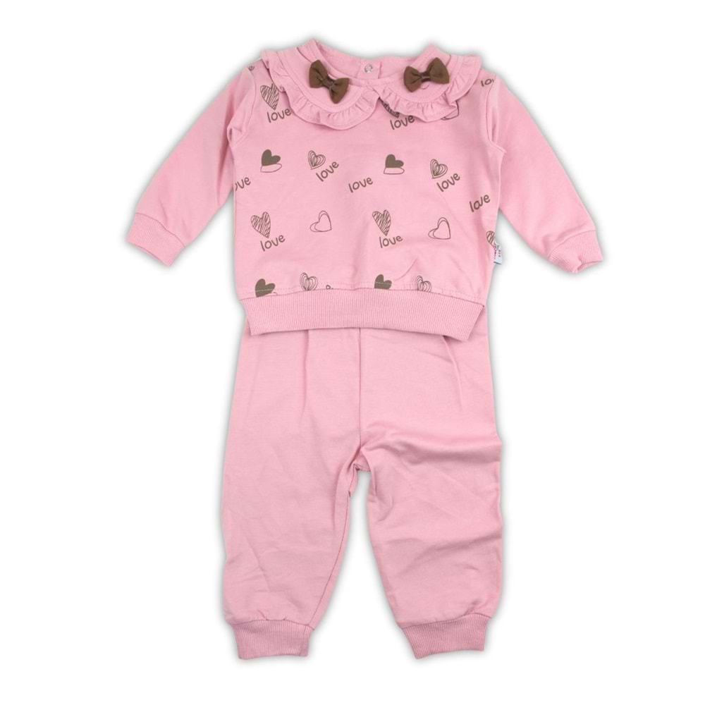 Murat Baby 2-5 Yaş Bebe Yaka Fiyonklu İkili Takım9449205 - GÜL KURUSU