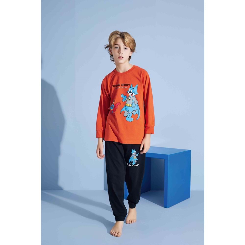 Tarık 6-11 Yaş Erkek Çocuk Tom Jerry Pijama 3019200 - KIRMIZI