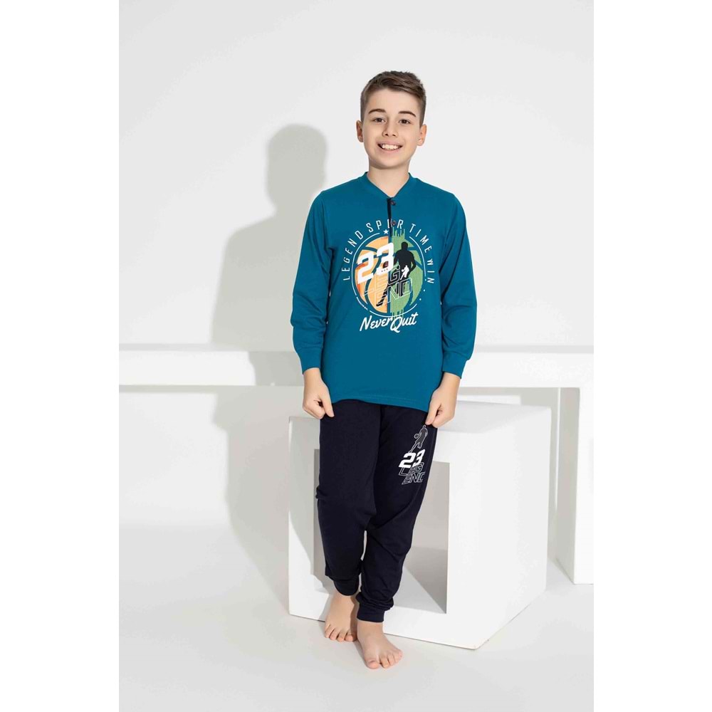 Tarık 6-11 Yaş Erkek Çocuk 23 Legend Pijama 3917200 - PETROL MAVİSİ