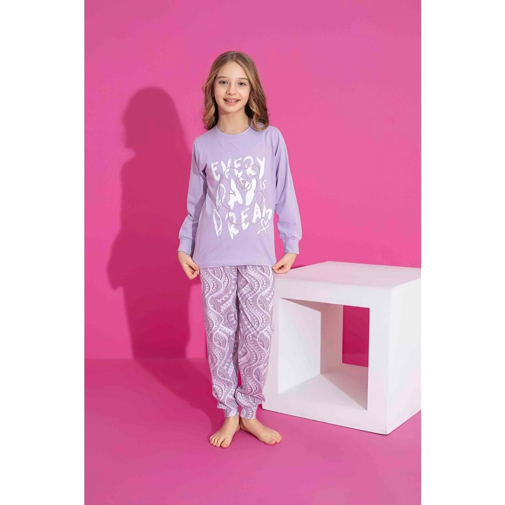 Tarık 10-15 Yaş Kız Çocuk Pijama Fashion Dream 2965250 - LİLA