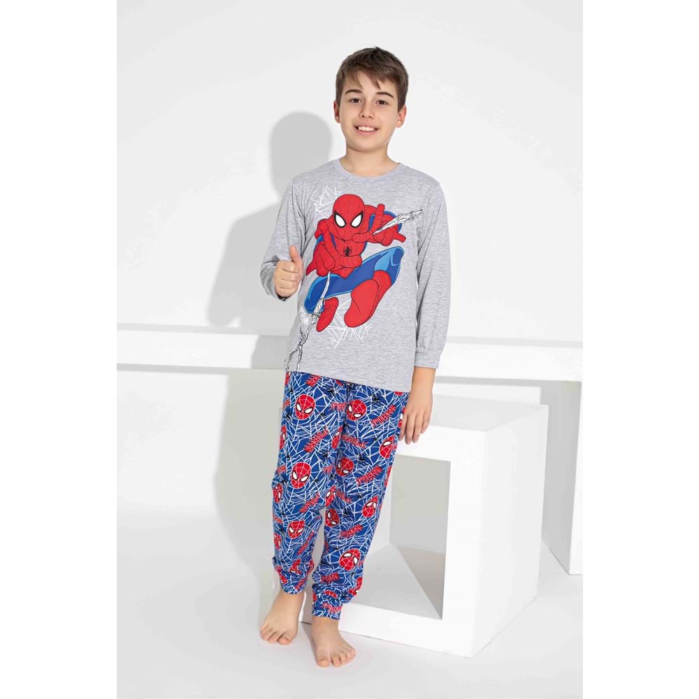 Tarık 6-11 Yaş Erkek Çocuk Örümcek Pijama 3905200 - GRİ