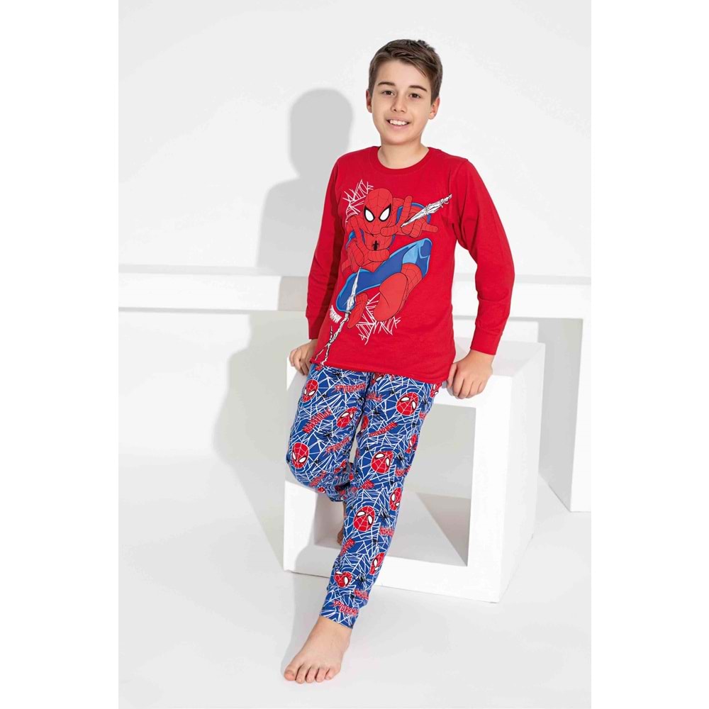 Tarık 6-11 Yaş Erkek Çocuk Örümcek Pijama 3905200 - KIRMIZI