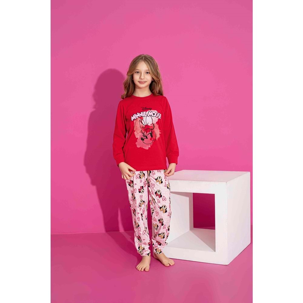 Tarık 6-11 Yaş Kız Çocuk Minie Pijama 3012200 - KIRMIZI