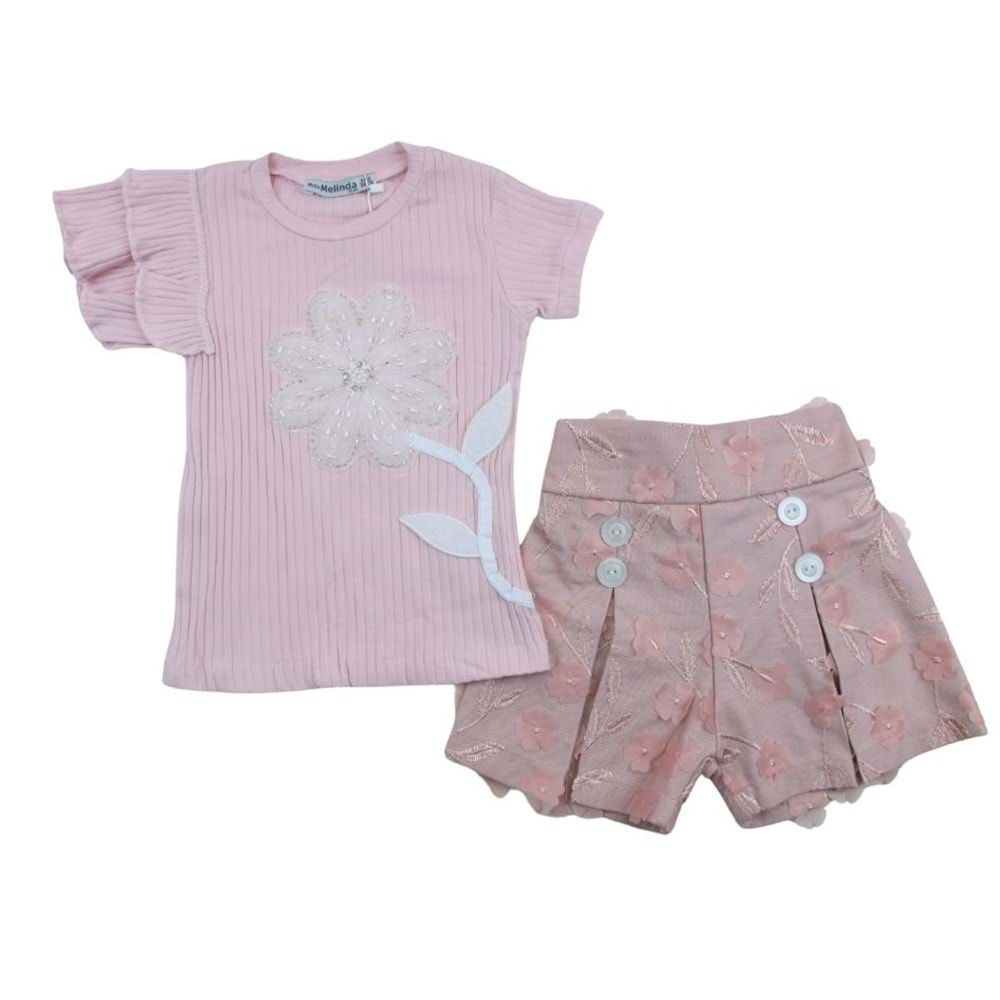 Miss Belinda Pileli Şortlu Takım 3-6 Yaş 207405 - PEMBE