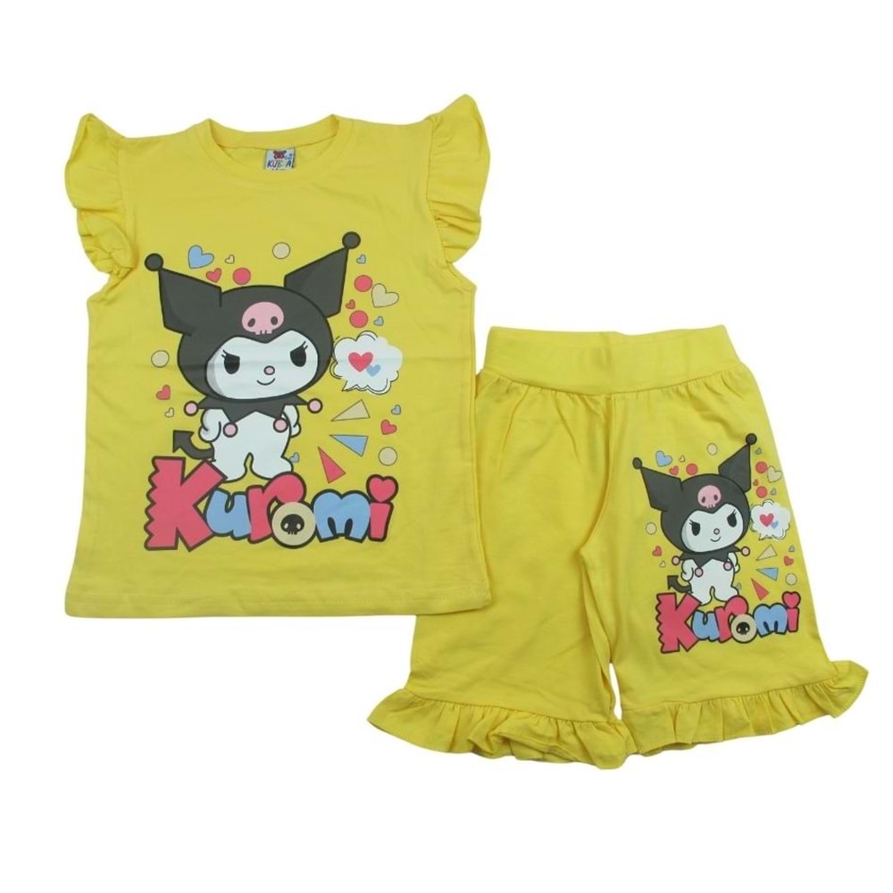 Kübrakids Kuromi 5-10 Yaş Kız Şortlu Takım-0135 - SARI