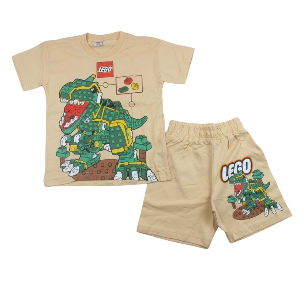 Kübrakids Lego 5-10 Yaş Erkek Şortlu Takım-0135 - KREM