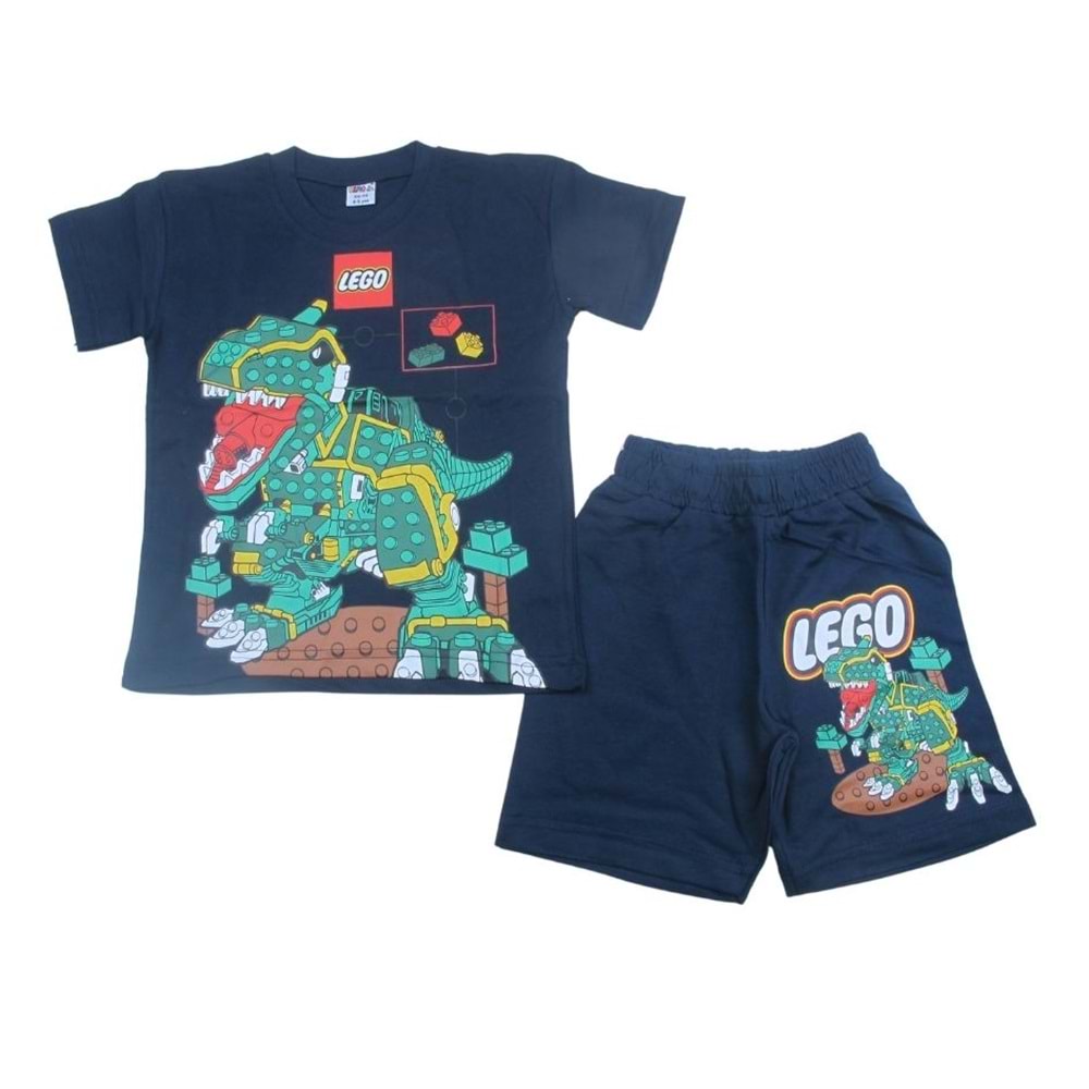 Kübrakids Lego 5-10 Yaş Erkek Şortlu Takım-0135 - LACİVERT