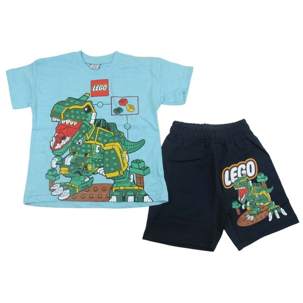 Kübrakids Lego 5-10 Yaş Erkek Şortlu Takım-0135 - MAVİ