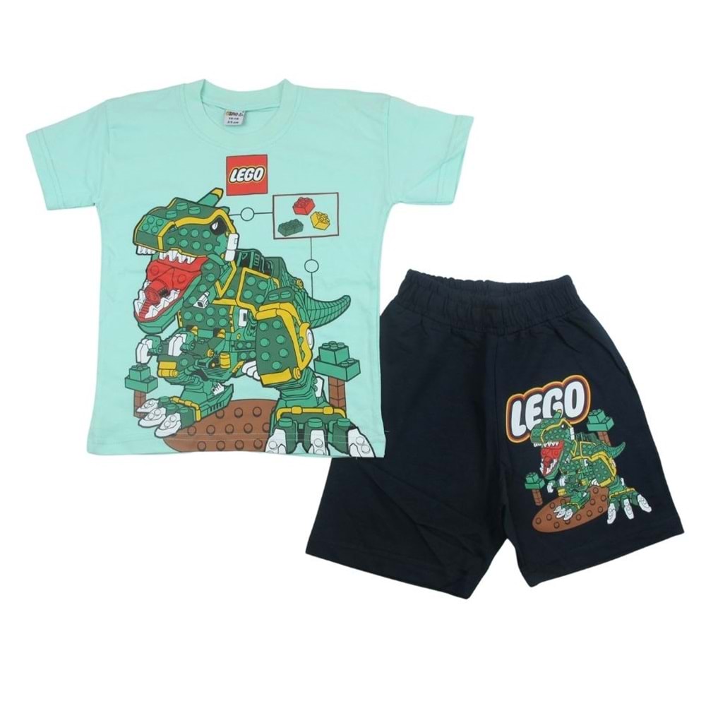 Kübrakids Lego 5-10 Yaş Erkek Şortlu Takım-0135 - YEŞİL