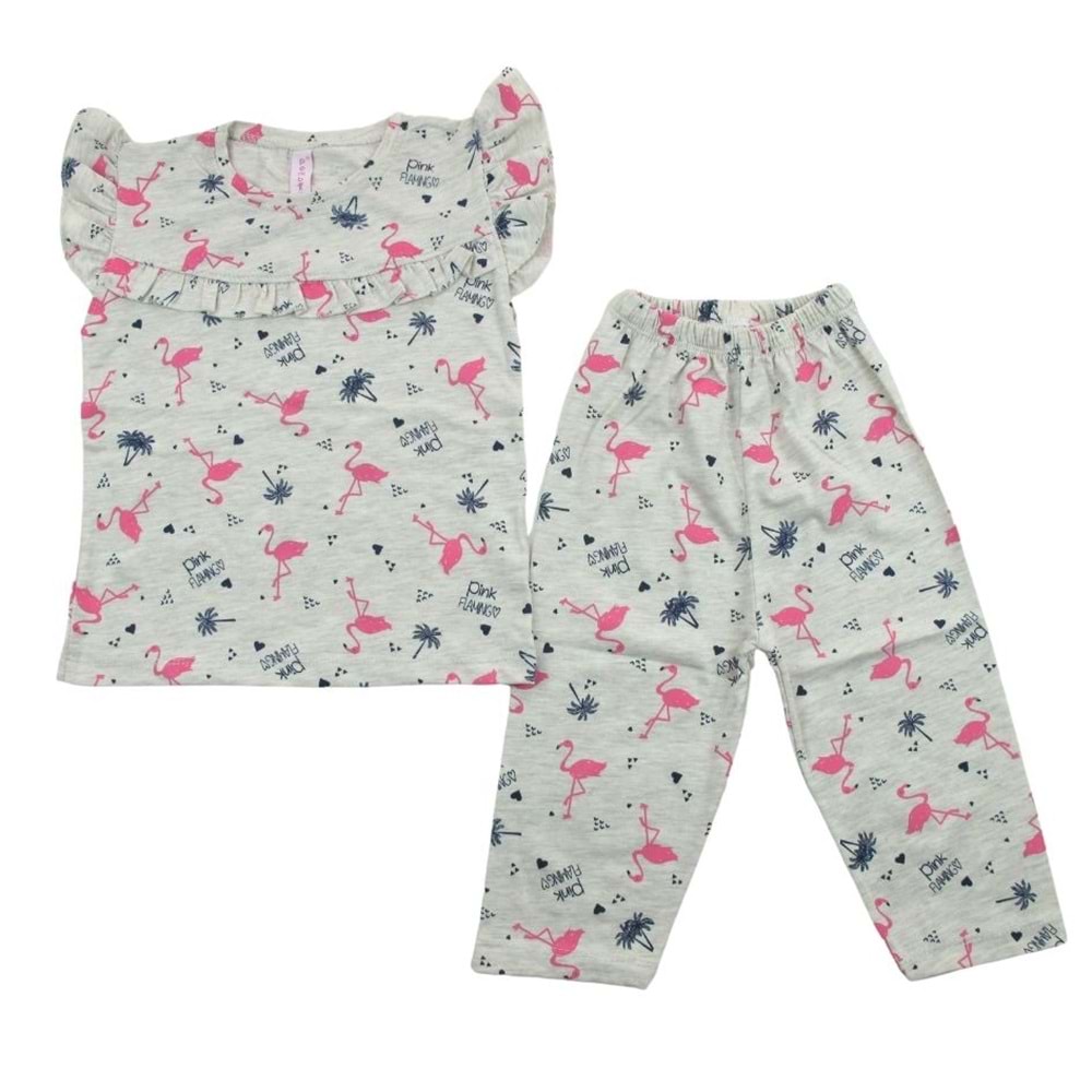 Pembix 3-7 Yaş Taytlı Penye Takım Flamingo - GRİ