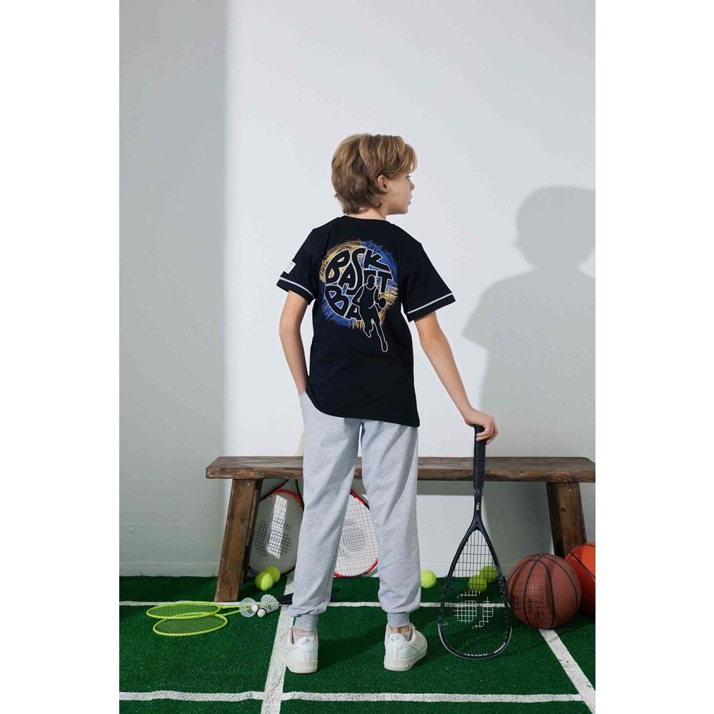 Tarık 6-11 Yaş Erkek Çocuk Pijama Basket 3944210 - SİYAH