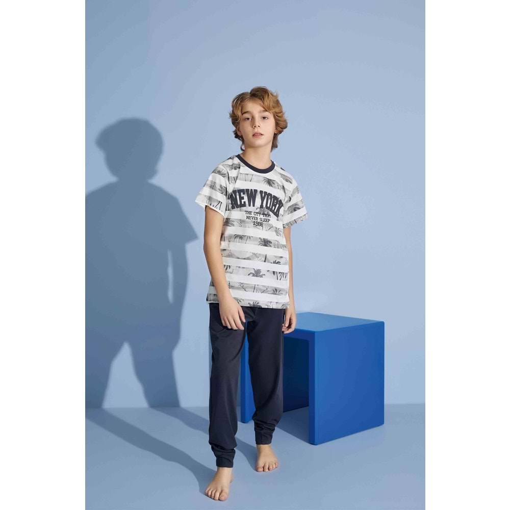 Tarık 2-6 Yaş Erkek Çocuk Pijama Takım New York 4004185 - FÜME