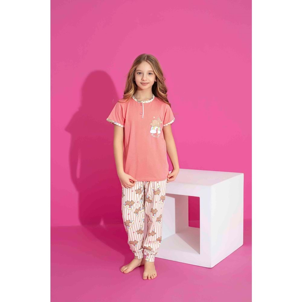 Tarık 6-11 Yaş Kız Çocuk Rainbw Pijama Takımı 2982210 - NAR ÇİÇEĞİ