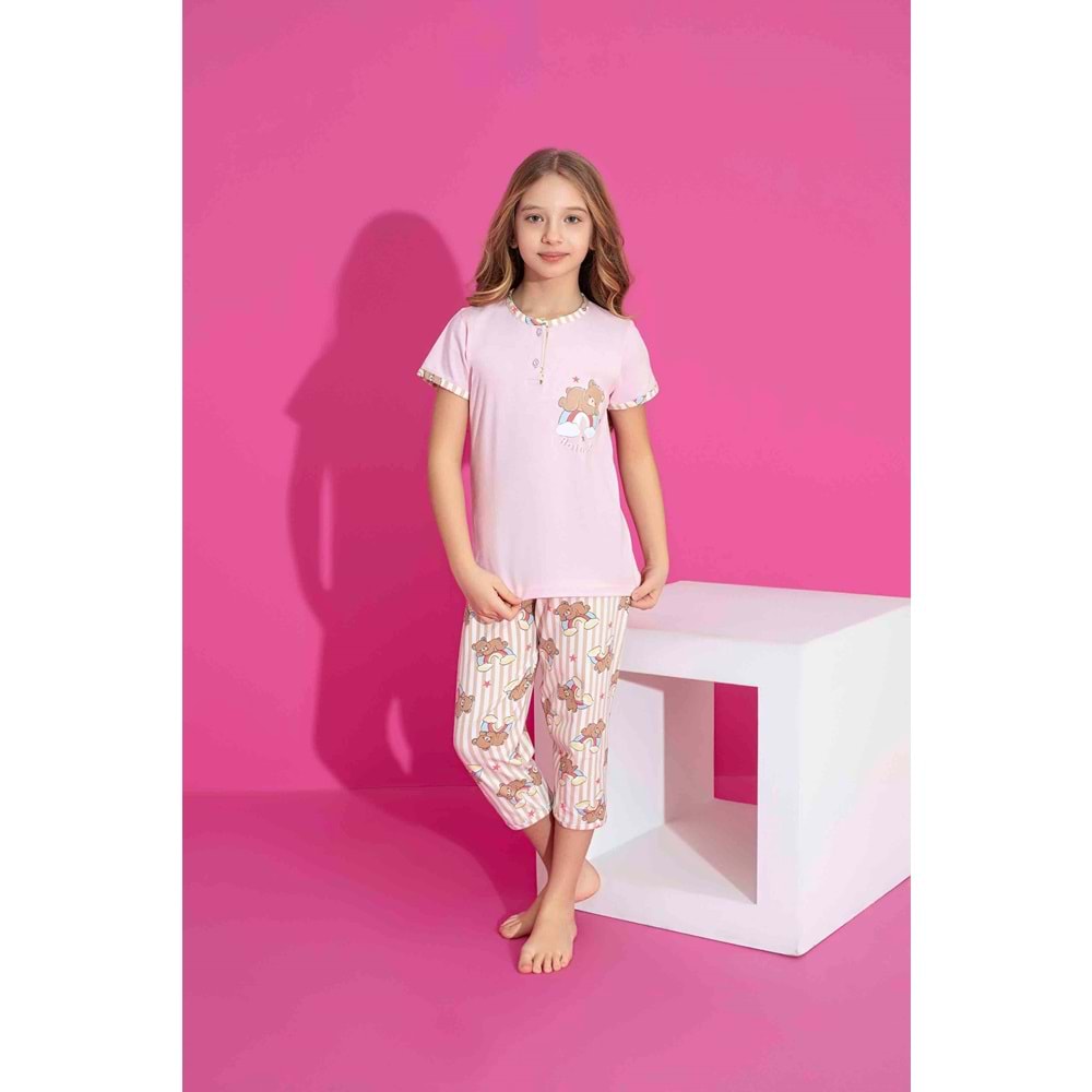 Tarık 2-6 Yaş Kız Çocuk Kapri Pijama Takımı 2983185 - PEMBE