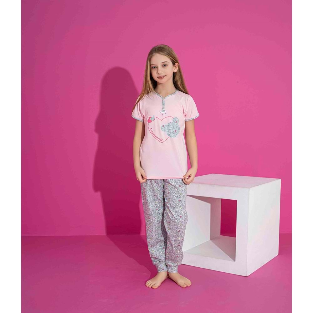 Tarık 2-6 Yaş Kız Çocuk Loveyourself Pijama Takımı 3037185 - PEMBE