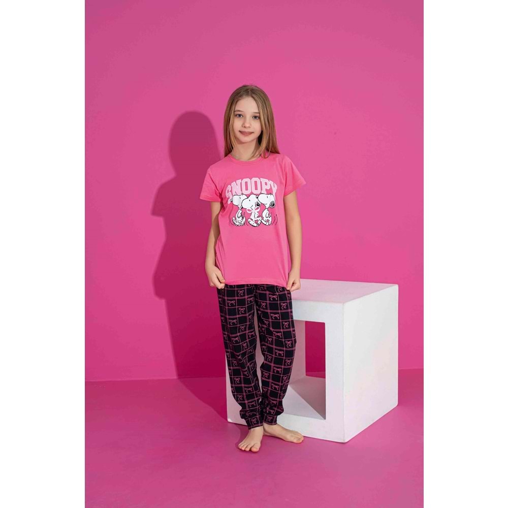Tarık 2-6 Yaş Kız Çocuk Snopy Pijama Takımı 3063185 - KOYU PEMBE