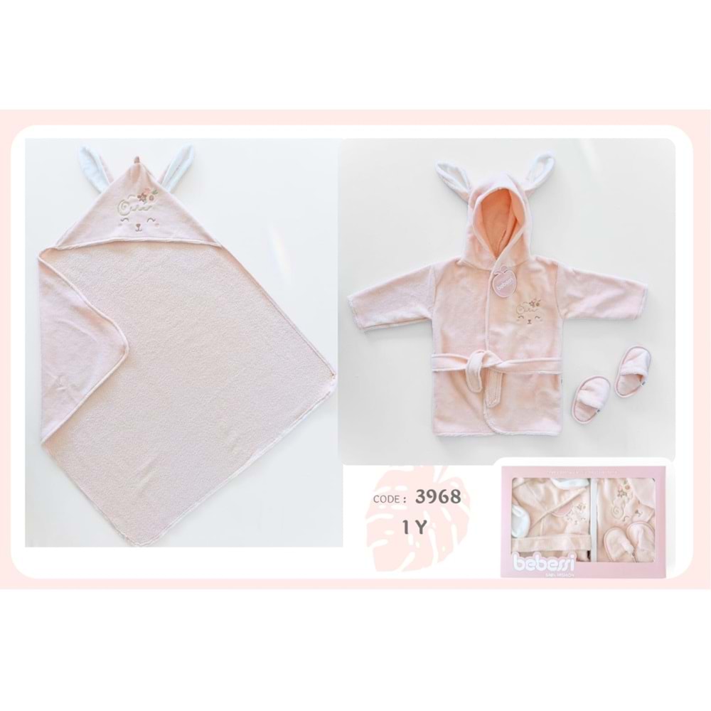 Bebessi Bebek 3lü Bornoz Seti-3968531 - PEMBE