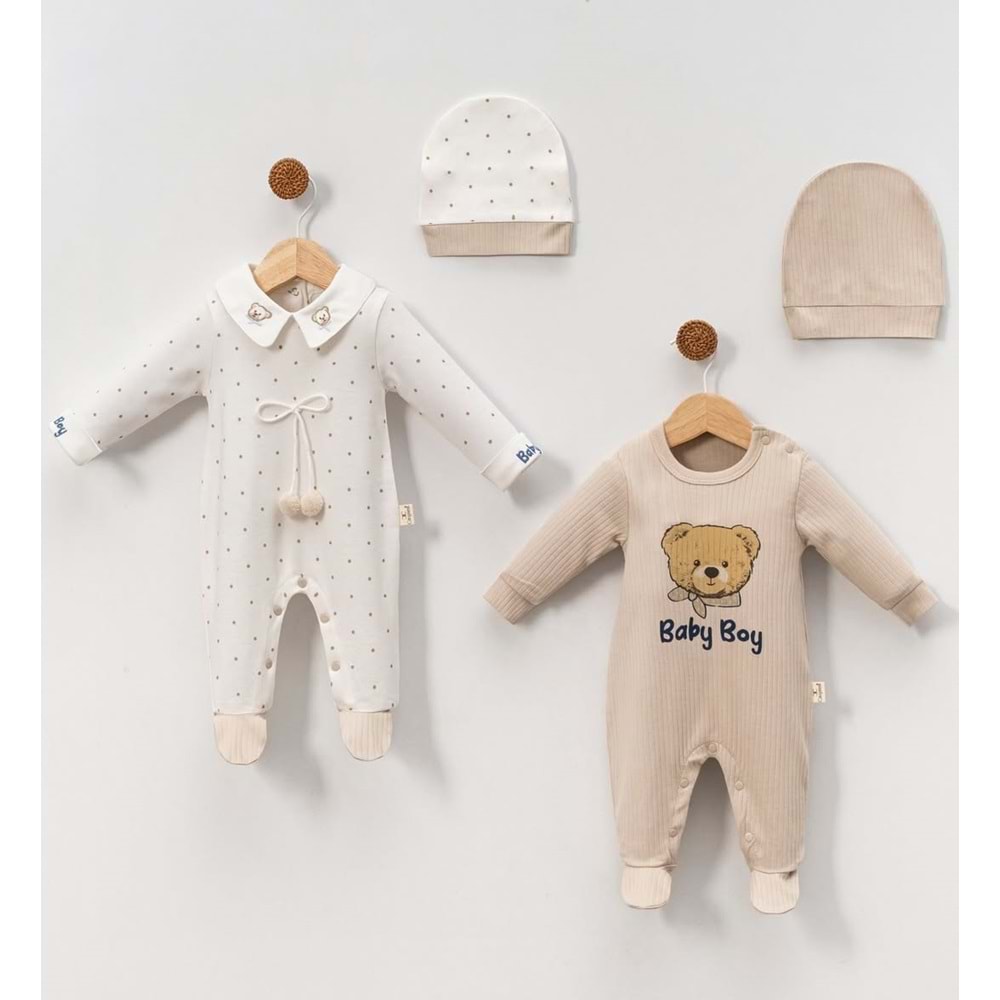 Cayzen Baby Boy 2li Erkek Tulum-1097404 - KREM