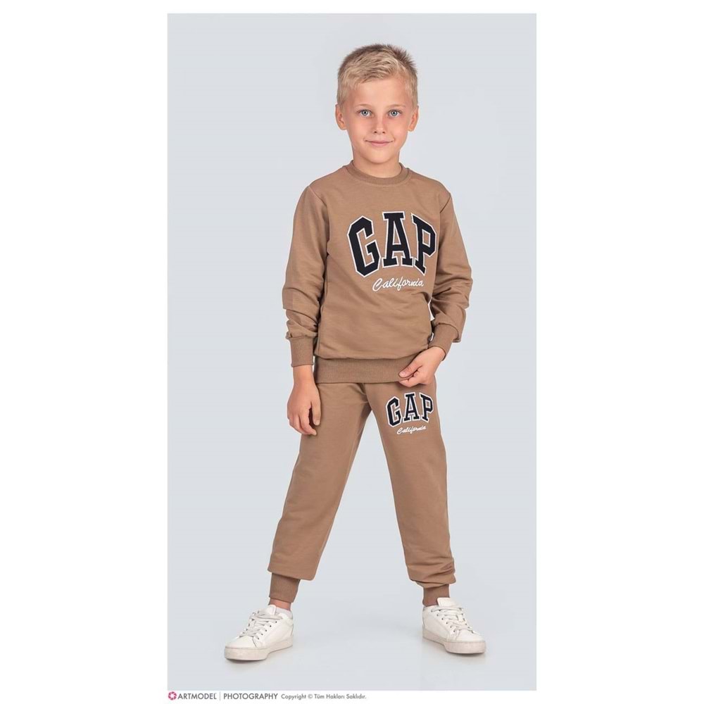 3-10 Yaş Erkek Gap Nakışlı Eşofman Takım- 8201245 - KAHVERENGİ
