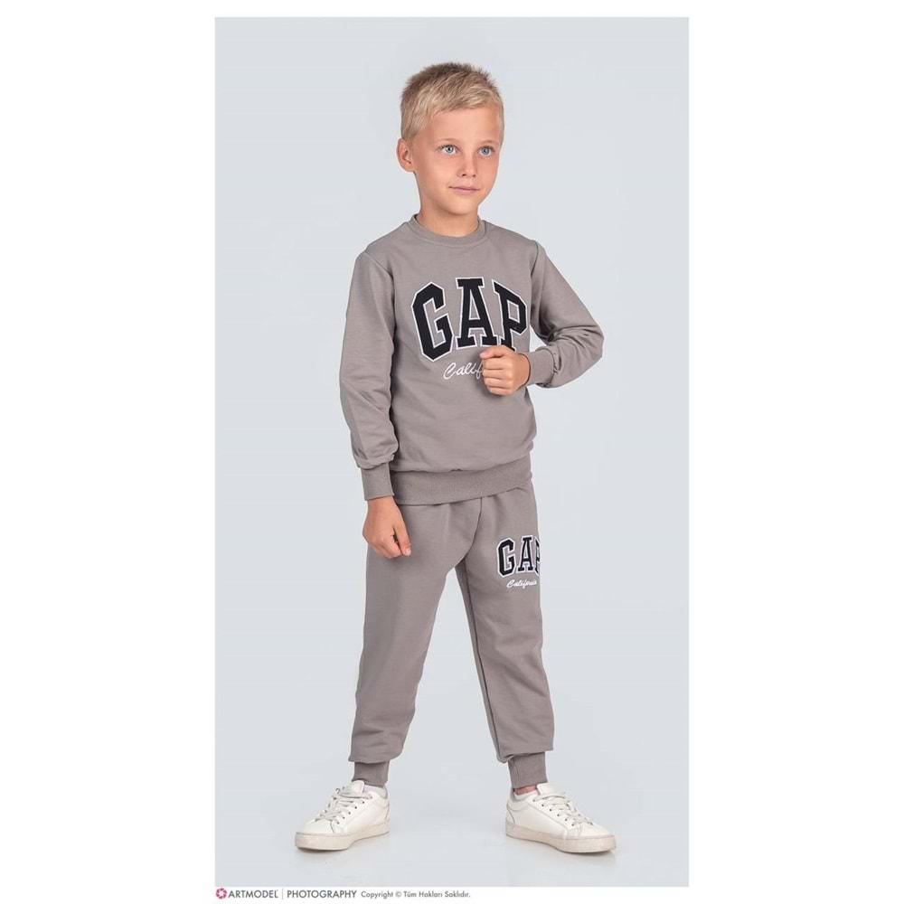 3-10 Yaş Erkek Gap Nakışlı Eşofman Takım- 8201245 - TOPRAK