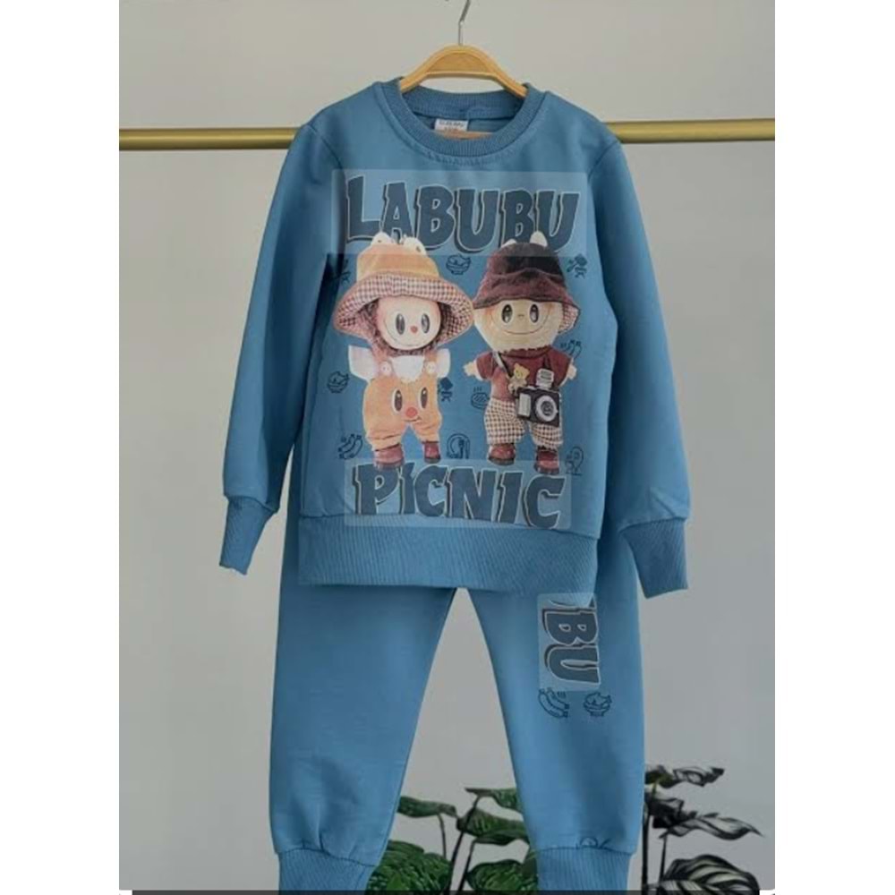 3-10 Yaş Erkek Labubu Eşofman Takım- 8189245 - MAVİ