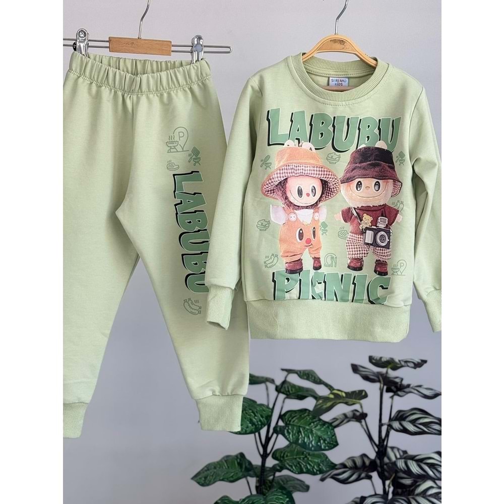 3-10 Yaş Erkek Labubu Eşofman Takım- 8189245 - YEŞİL