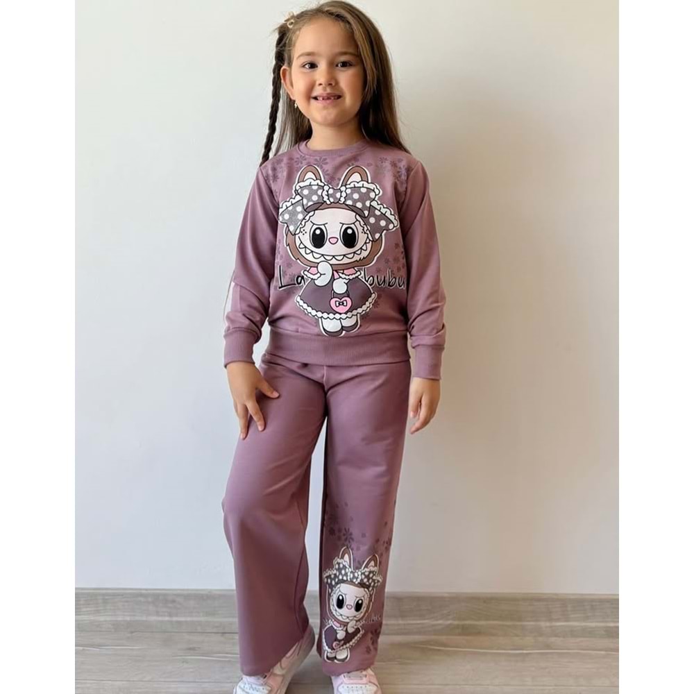 3-10 Yaş Labubu Kız Eşofman Takım- 8186245 - GÜL KURUSU