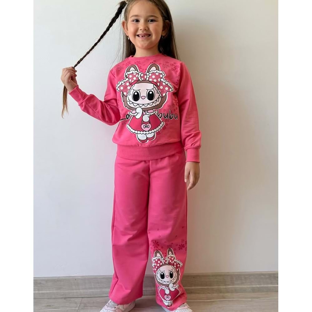 3-10 Yaş Labubu Kız Eşofman Takım- 8186245 - PEMBE
