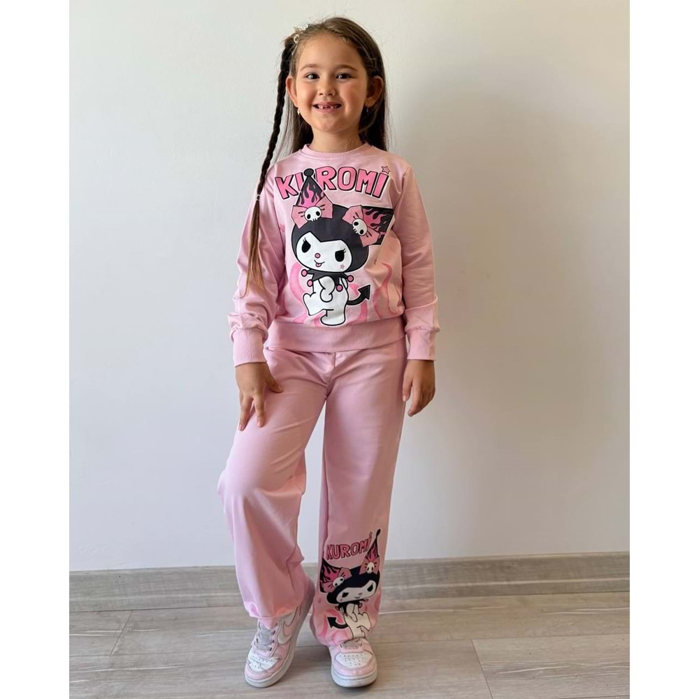 3-10 Yaş Kuromi Kız Eşofman Takım- 8173245 - AÇIK PEMBE
