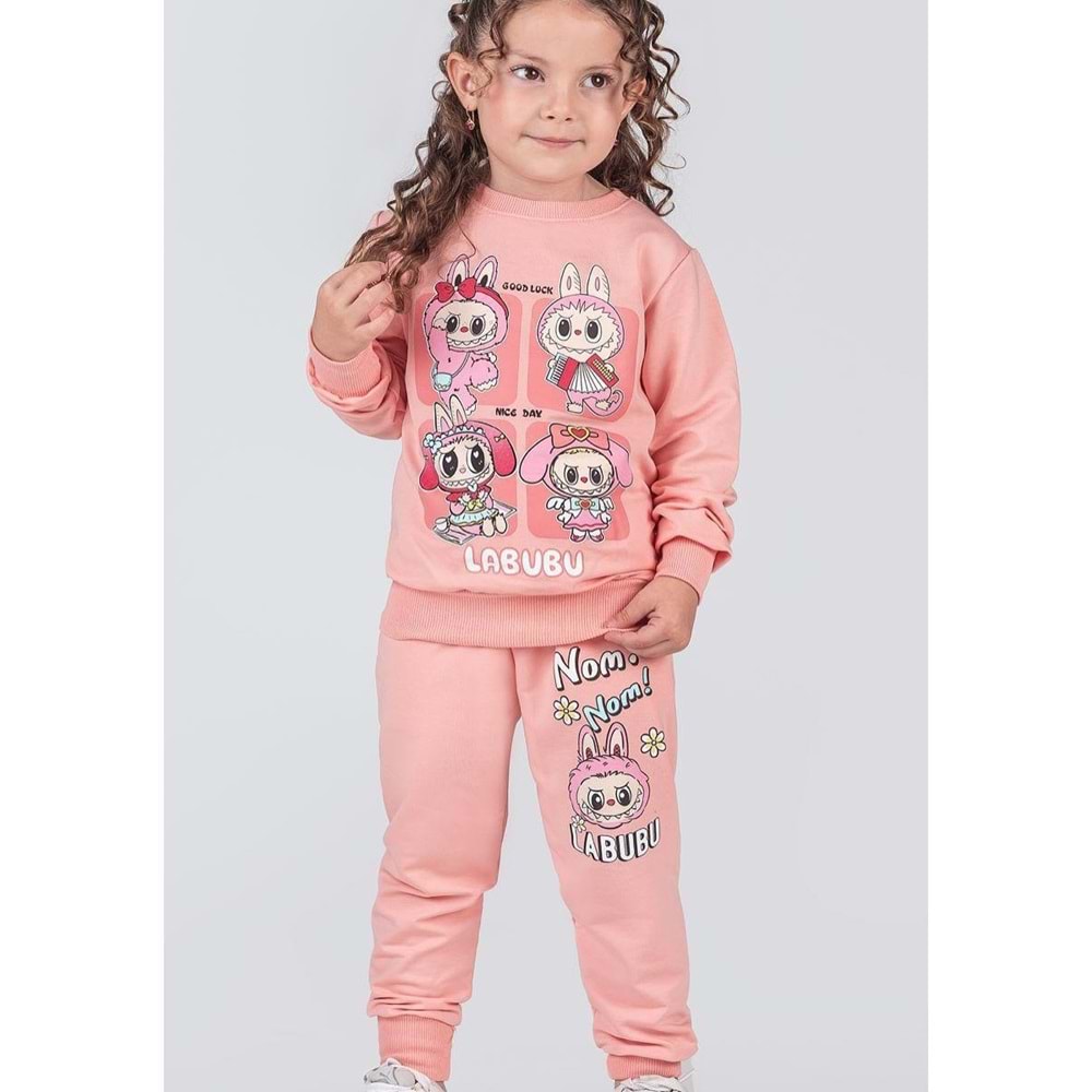 3-10 Yaş Labubu Kare Kız Eşofman Takım- 8227245 - SOMON