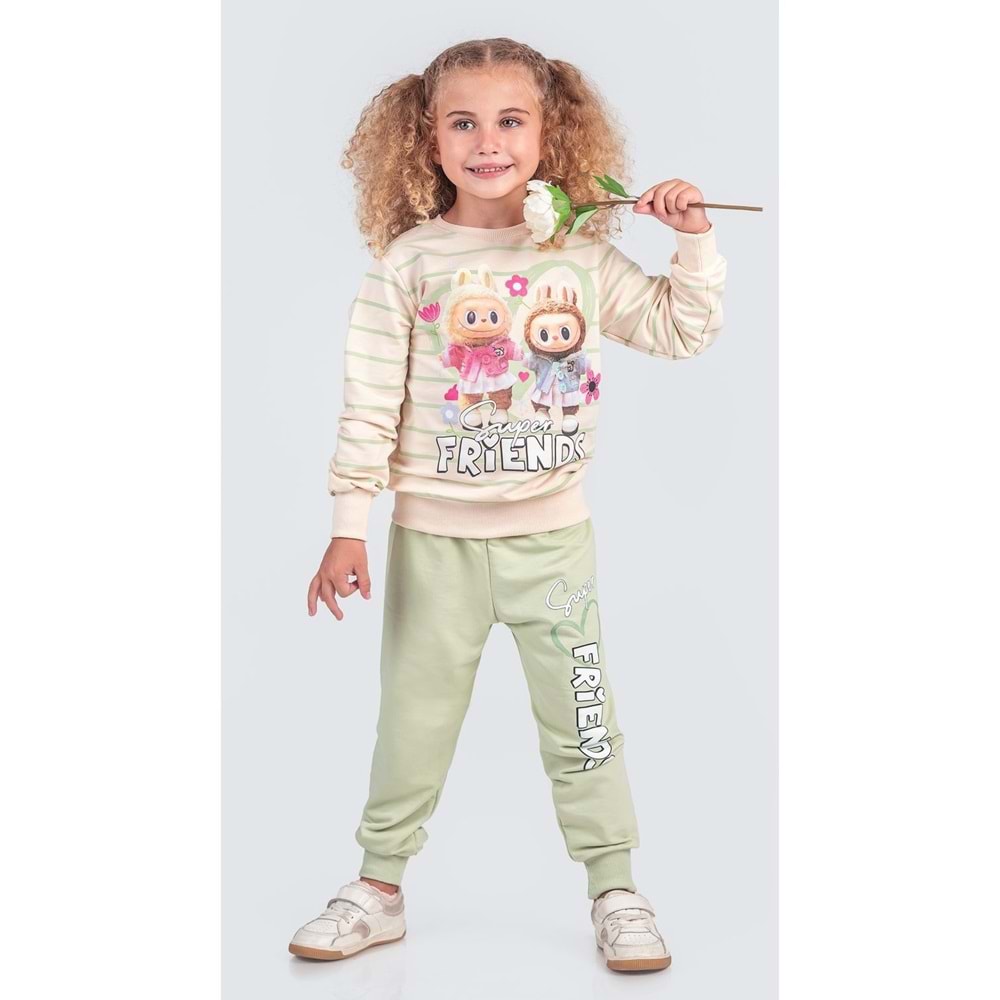 3-10 Yaş Labubu Kız İkili Takım- 8228245 - AÇIK YEŞİL