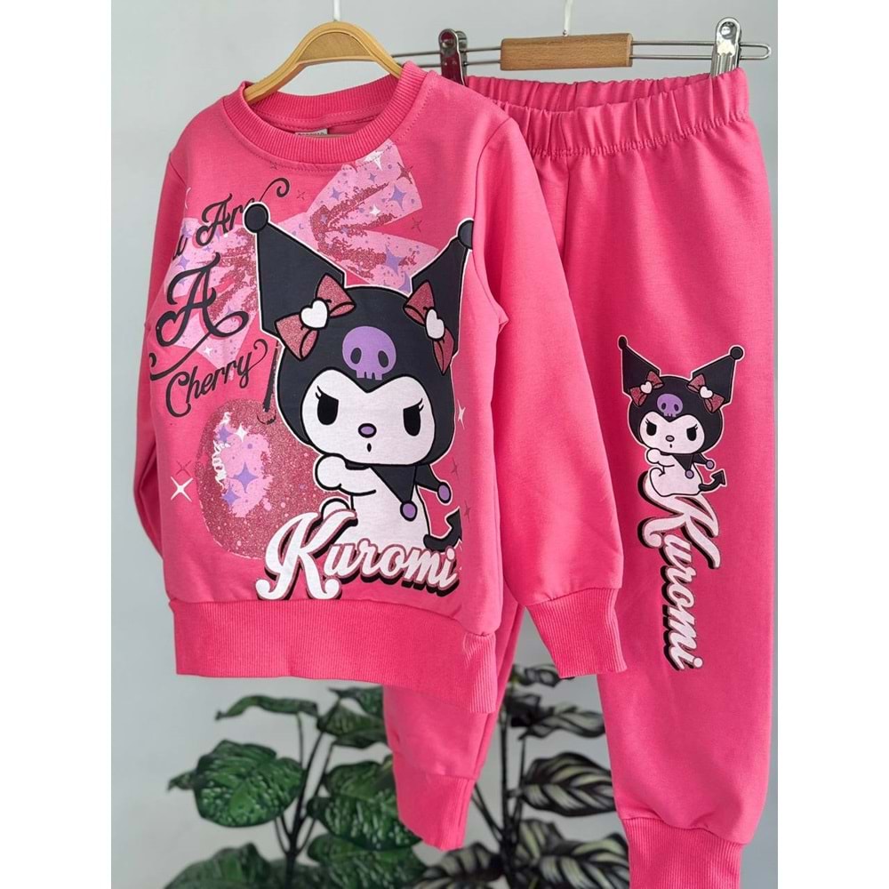 3-10 Yaş Kuromi Kız Eşofman Takım- 8116245 - KOYU PEMBE