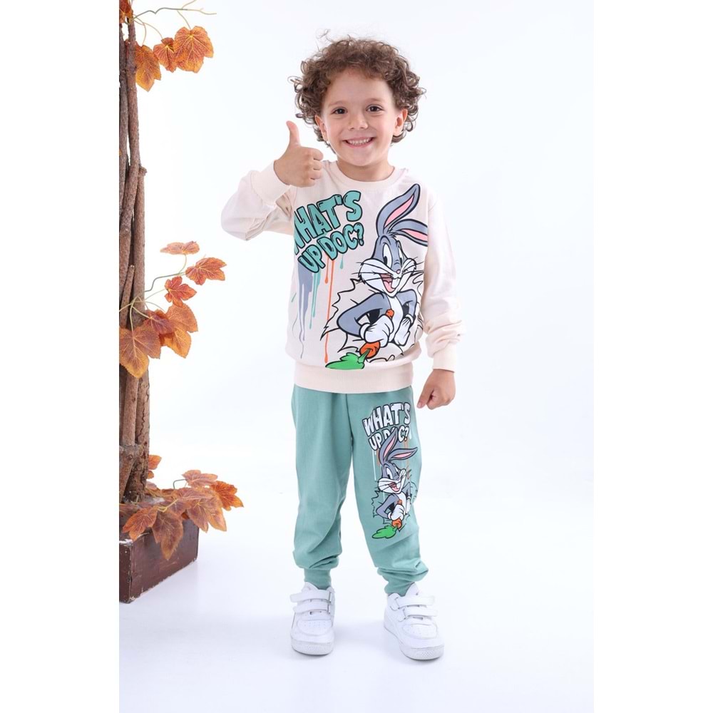 7247-2100 Bugs Bunny 2li Eşofman Takım - YEŞİL