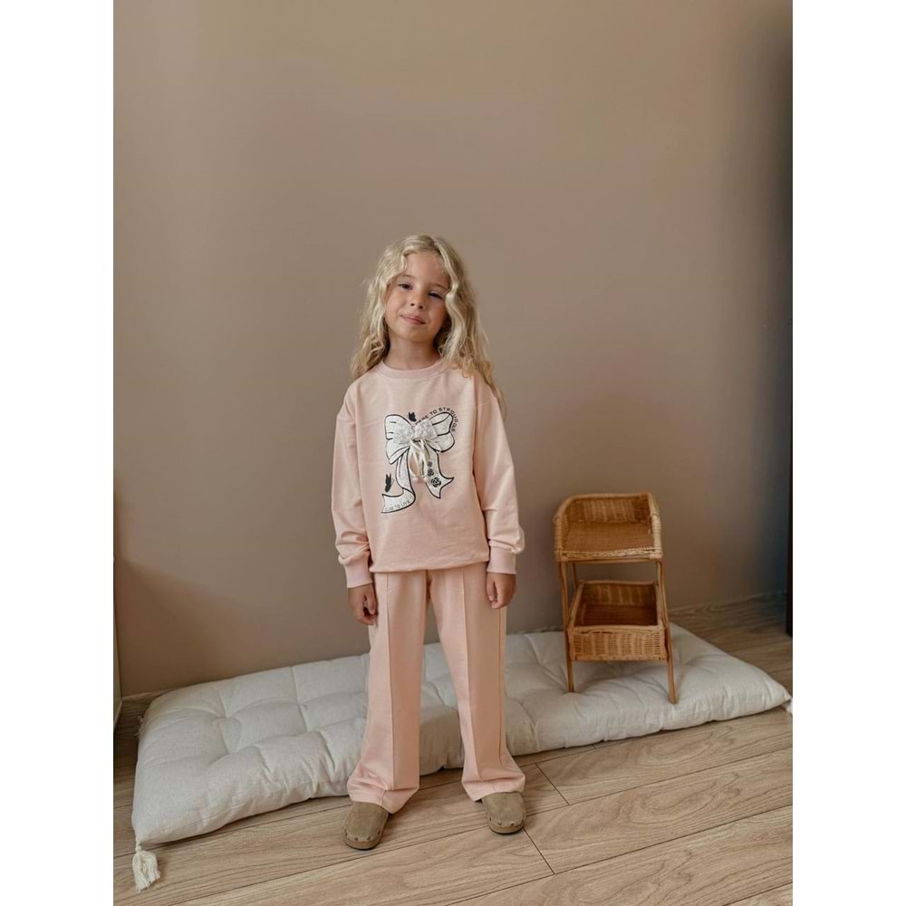 3-10 Yaş Kız Fiyonklu Eşofman Takım- 9024300 - SOMON