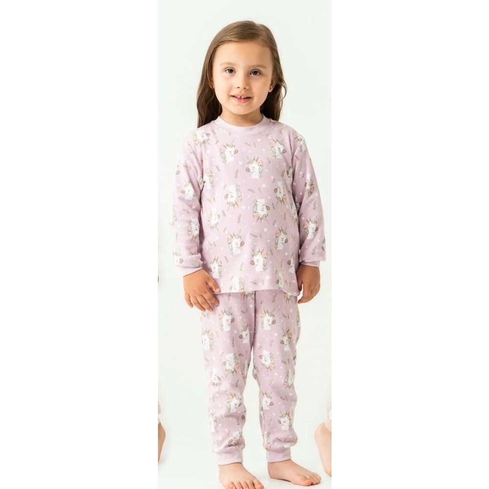 Miniworld Kız 7-9 Yaş Unicorn Baskılı Sıfır Yaka Pijama Takımı-19085215 - LİLA