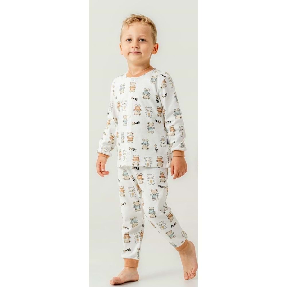 Miniworld Erkek 6-24 Aylık Bear Baskılı Sıfır Yaka Pijama Takımı-18739145 - KREM - KAHVERENGİ