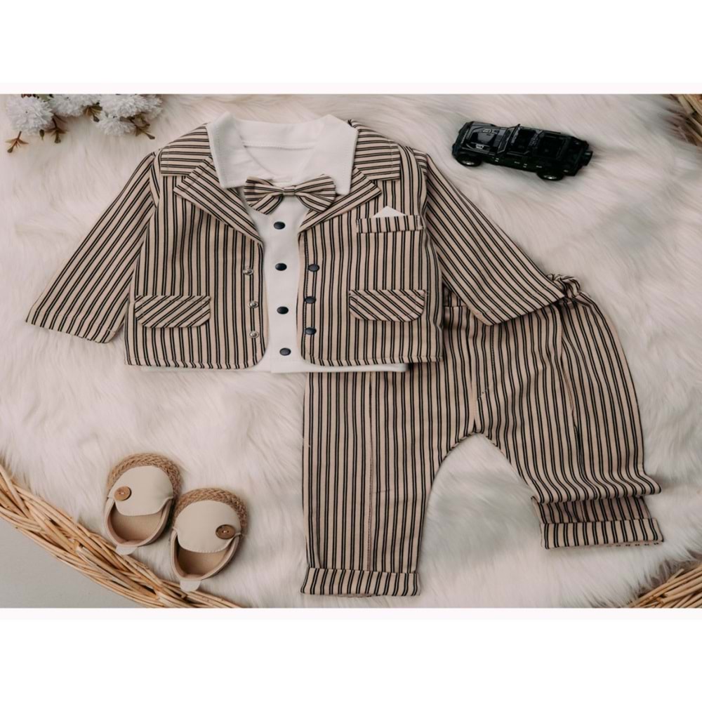 Mini Pakel 3-12 Aylık Erkek Ceketli Üçlü Takım-1363300 - KAHVERENGİ