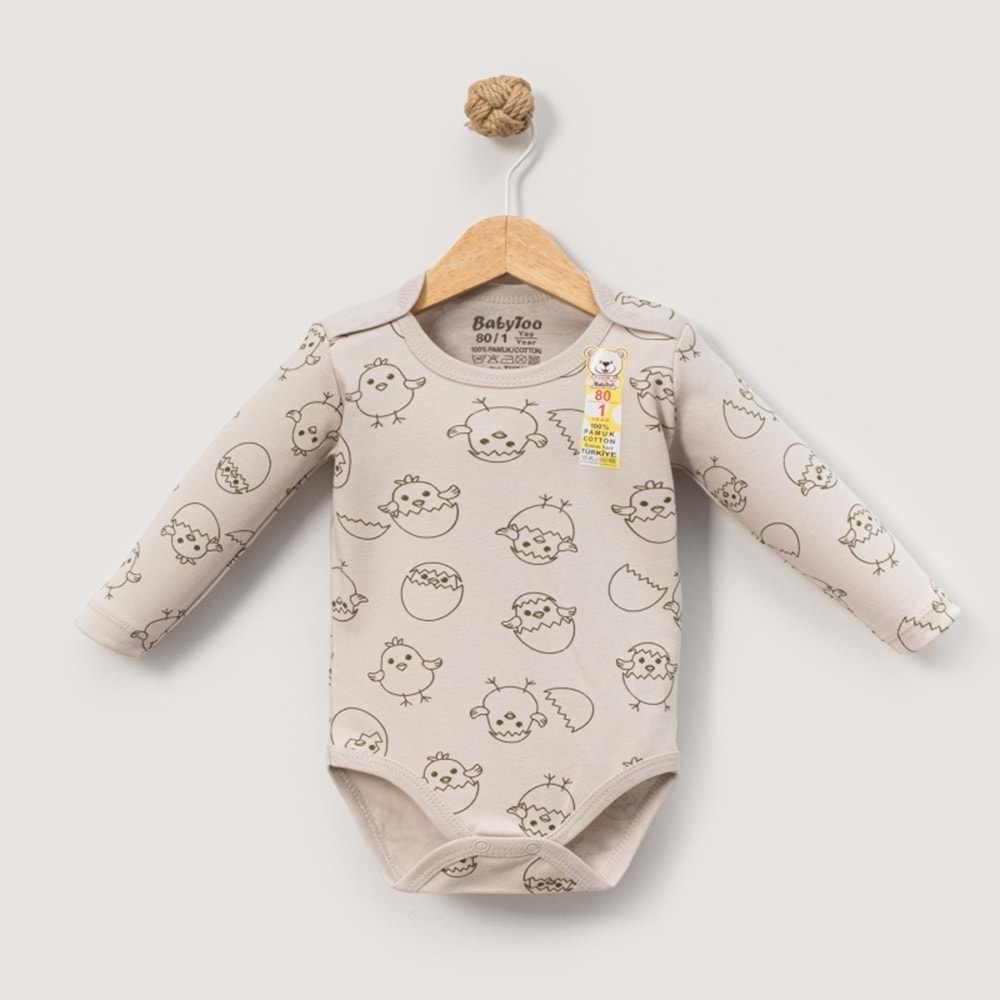 Babytoo 1-3 Yaş Bebek Uzun Kollu Çıtçıtlı Badi Yeni Civciv-70831160 - AÇIK KAHVE