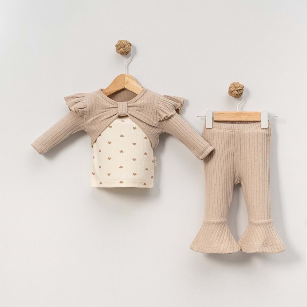 Çakar Bebe 6-18 Aylık Boleralı Kız 2 li Takım -8034155 - BEJ