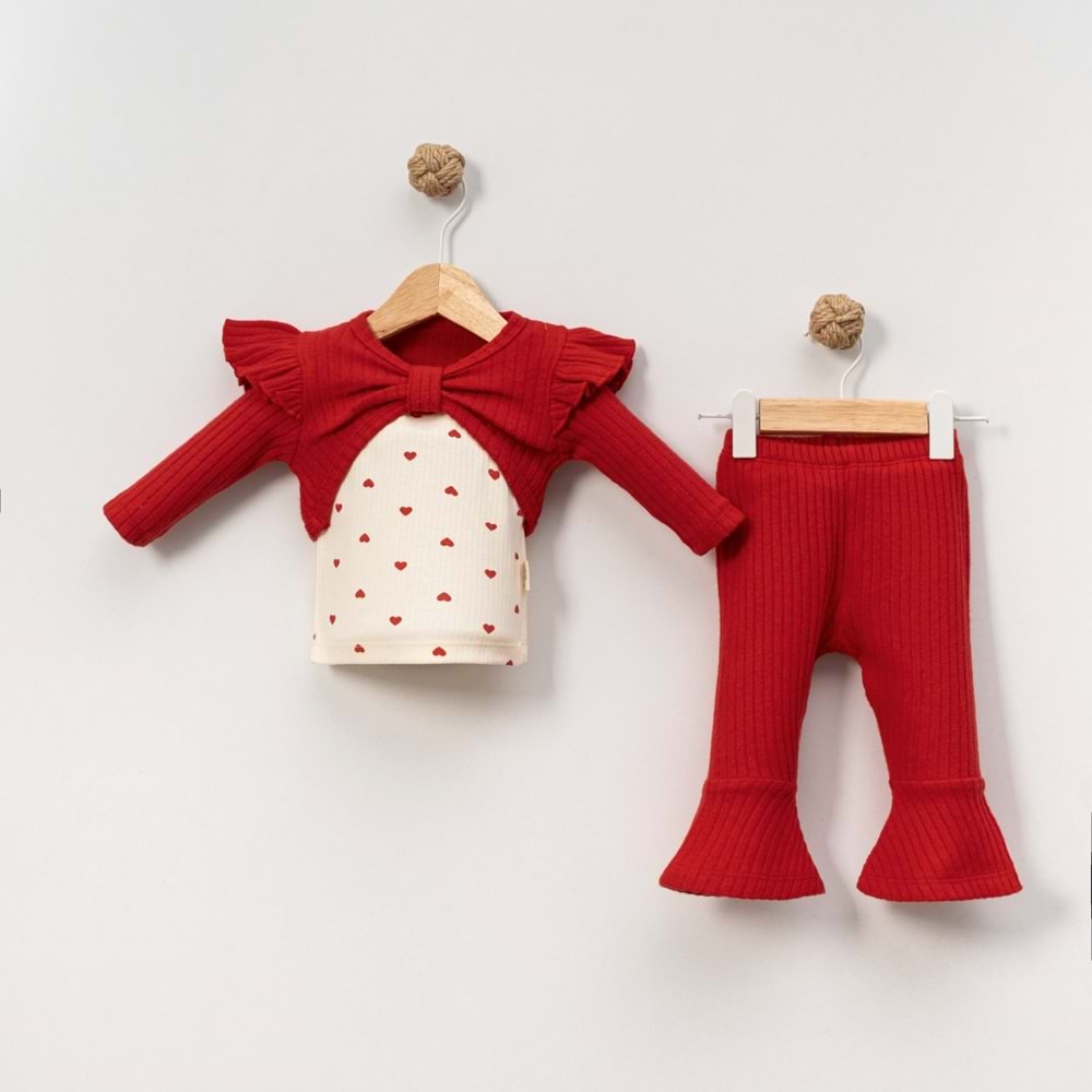 Çakar Bebe 6-18 Aylık Boleralı Kız 2 li Takım -8034155 - KIRMIZI