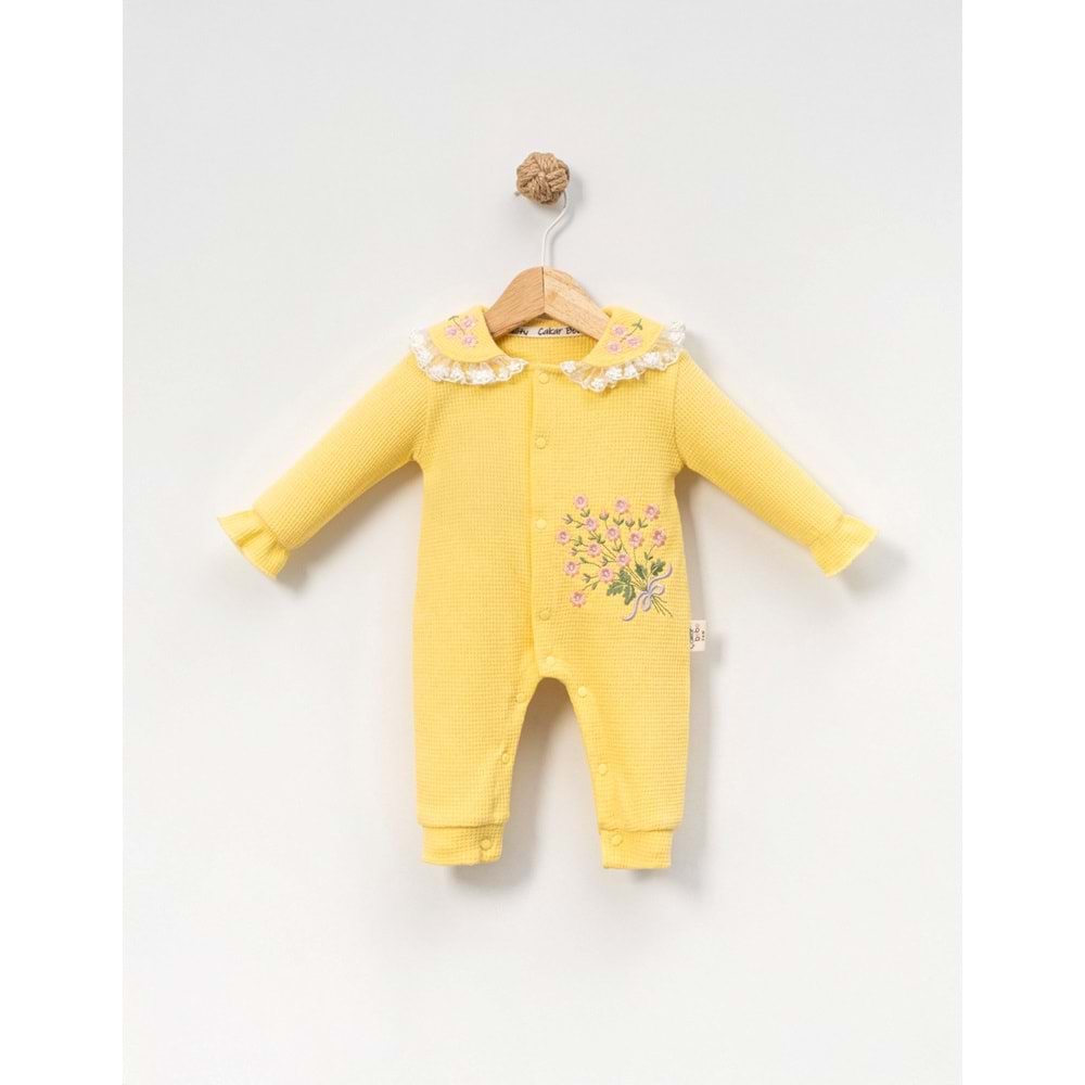 Çakar Bebe 3-12 Aylık Çıtır Nakışlı Tulum -8027140 - SARI