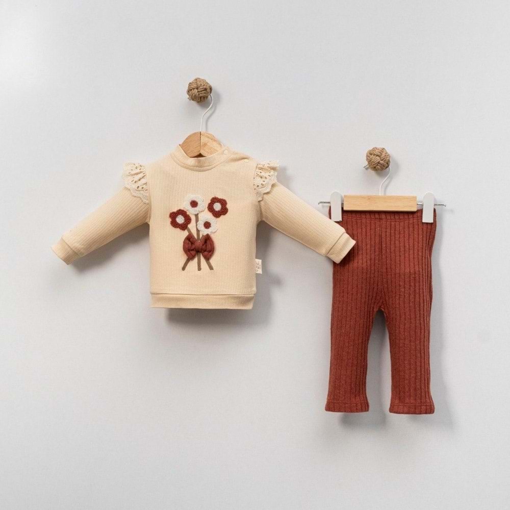 Çakar Bebe 6-18 Aylık Çiçek Süzine 2 li Takım-8045120 - KAHVERENGİ